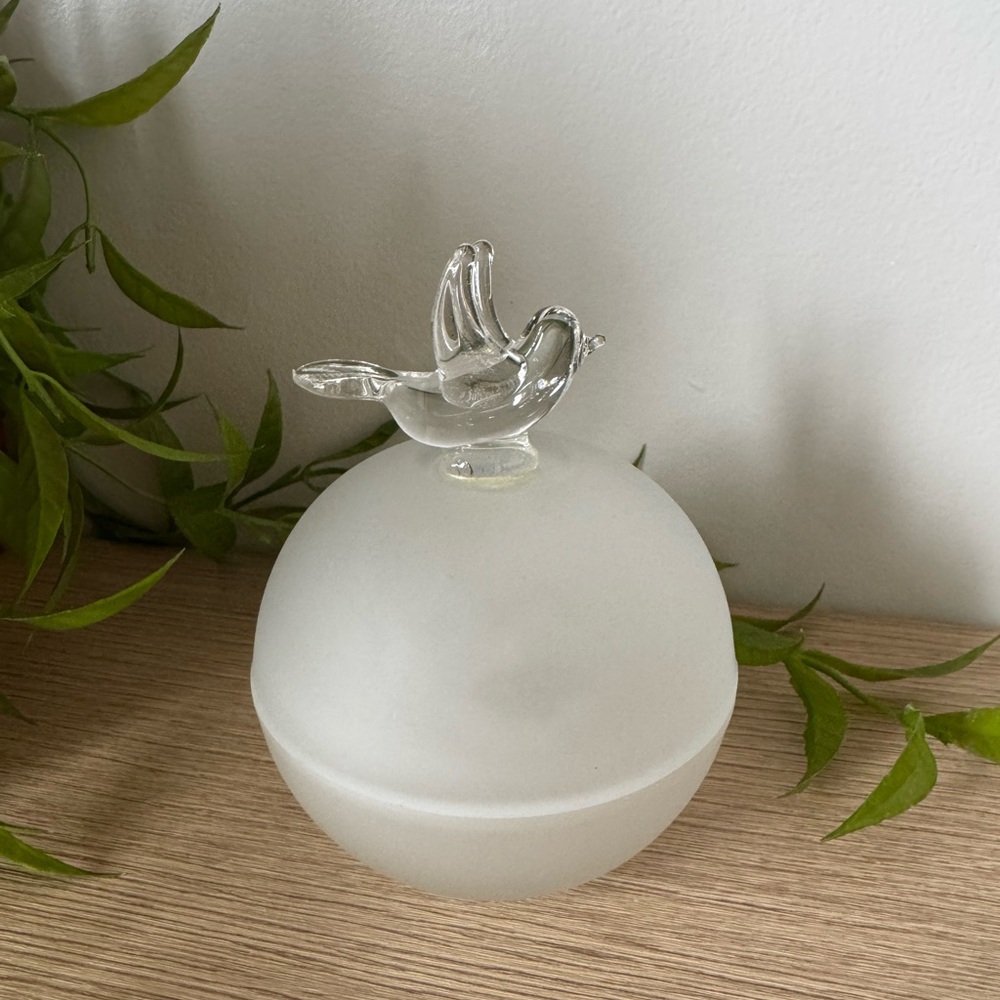 Frosted Glass Sphere with Bird Lid